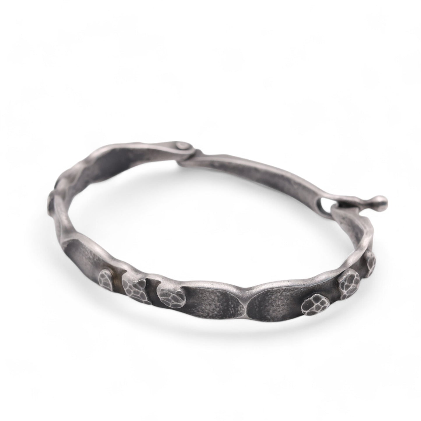 Hand-forged Stainles Steel "Stones" Bracelet with a clasp