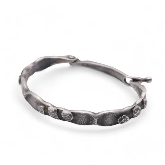 Hand-forged Stainles Steel "Stones" Bracelet with a clasp