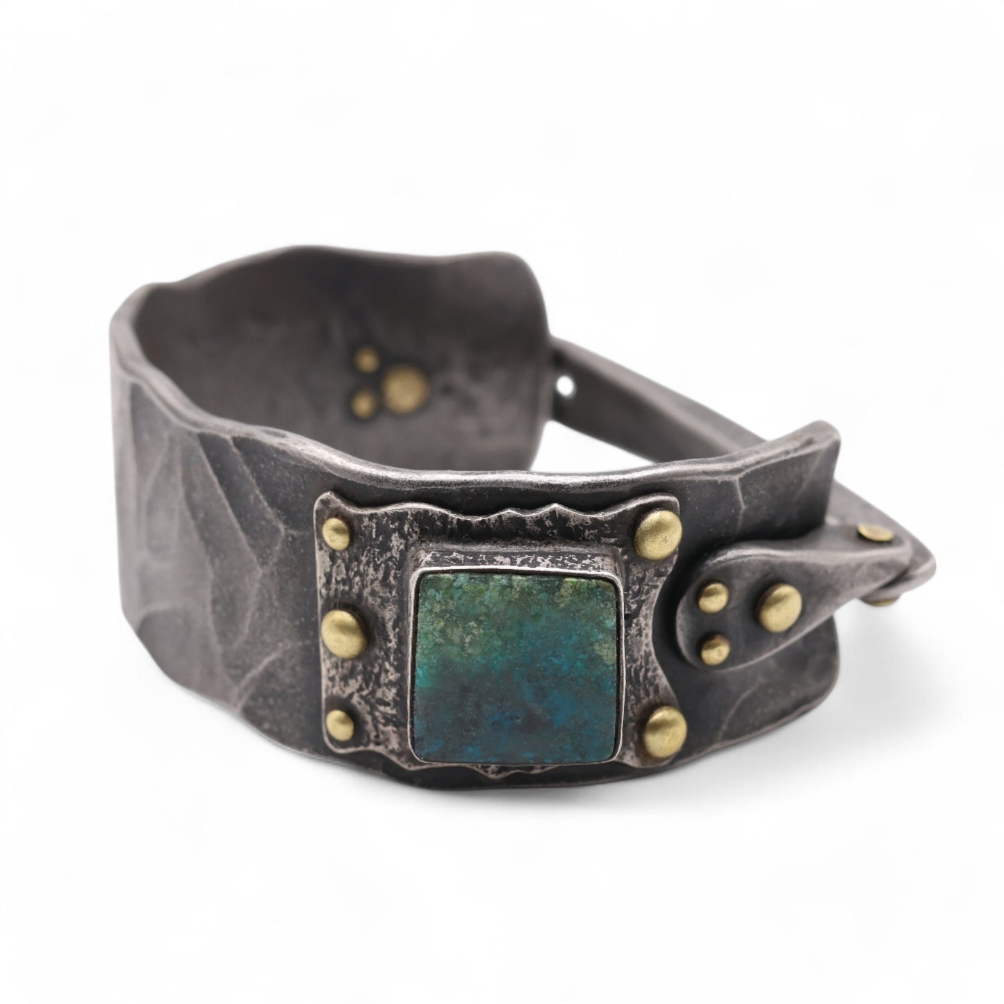 Super Chrysoprase wide Bracelet with a clasp