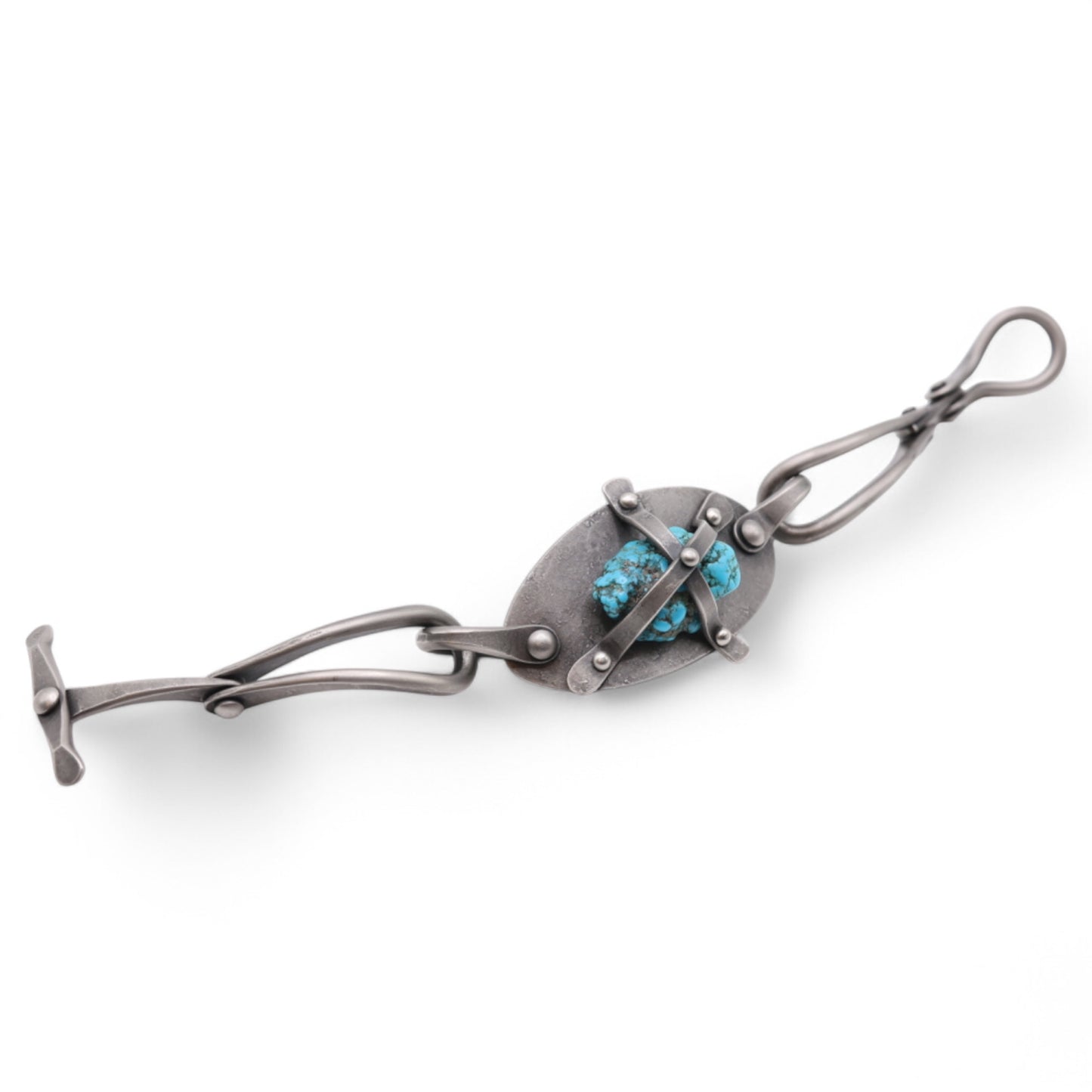 Raw Turquoise Stainless Steel Bracelet with a latch