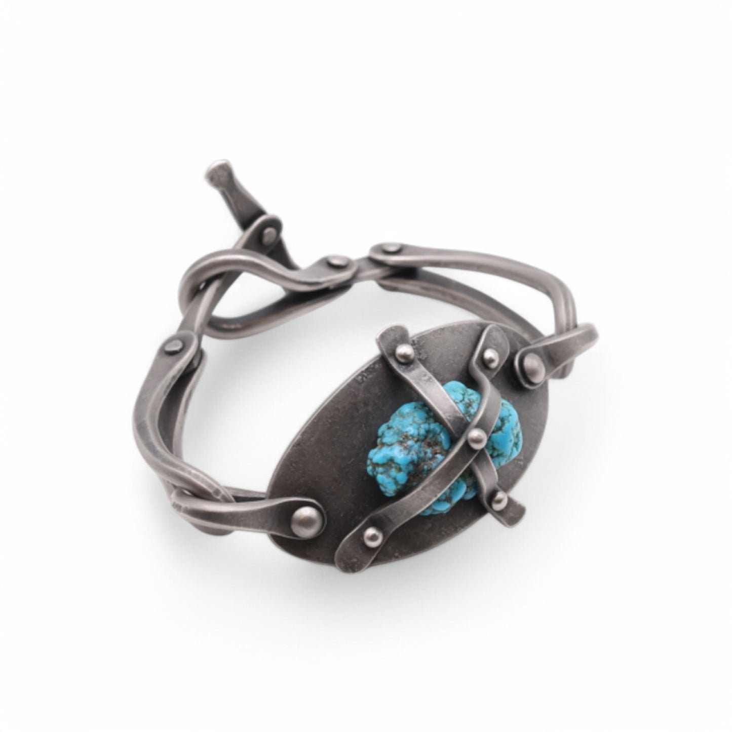 Raw Turquoise Stainless Steel Bracelet with a latch