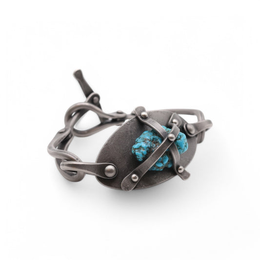 Raw Turquoise Stainless Steel Bracelet with a latch