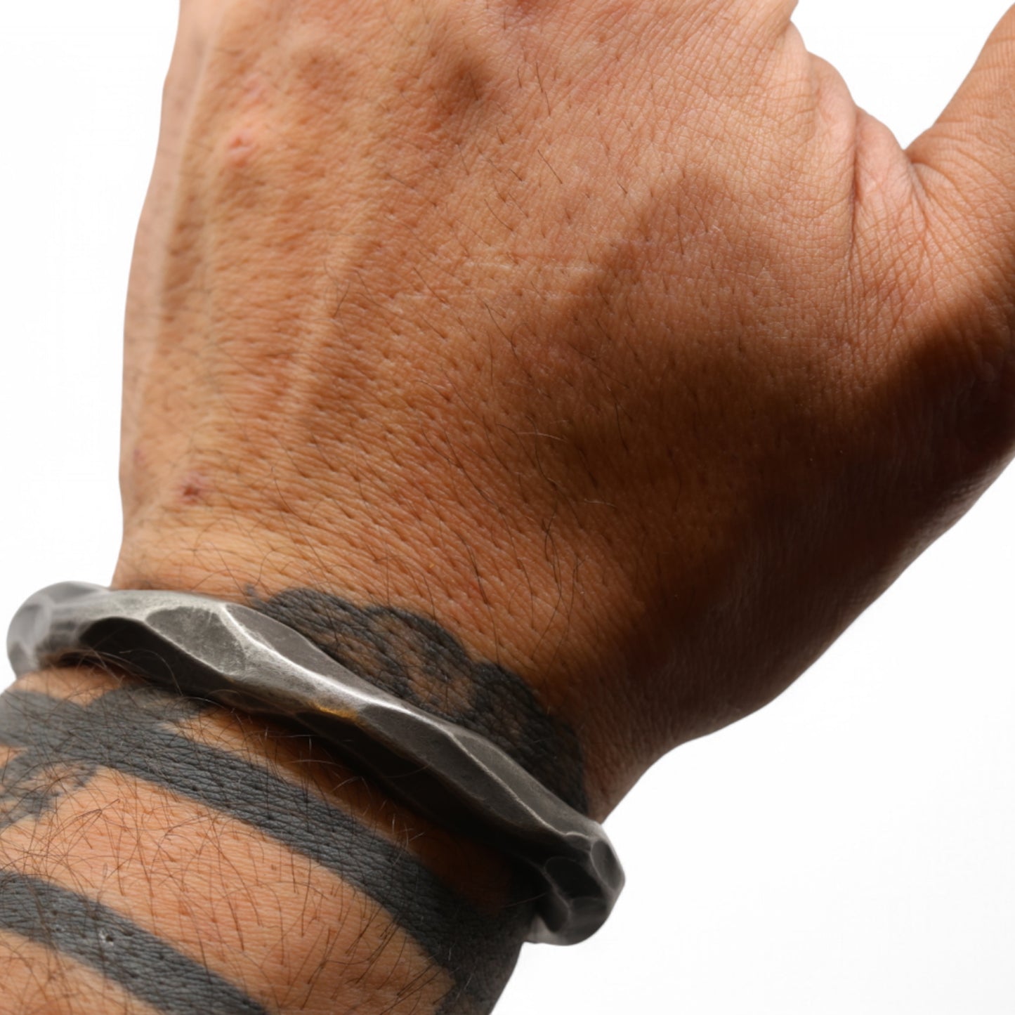 Stainless steel wide "Blacksmith" Cuff