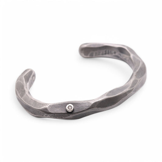 Stainless steel "Blacksmith" Cuff with Diamonds