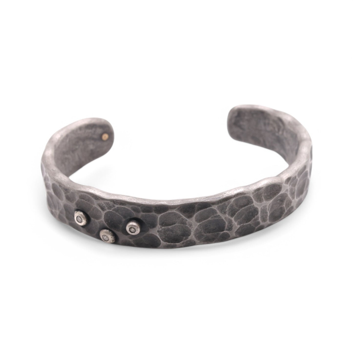 Wide Stainless Steel Cuff with Diamonds