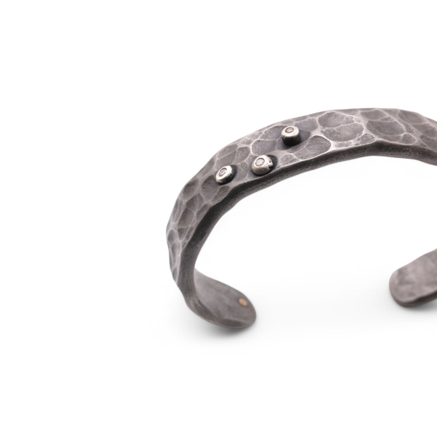 Wide Stainless Steel Cuff with Diamonds